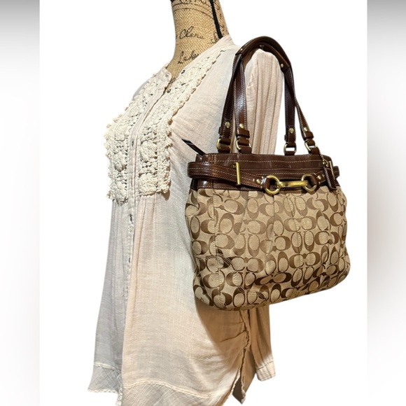 Coach Hampton Chocolate Brown Leather Carryall Tote Bag Purse - Picture 3 of 13